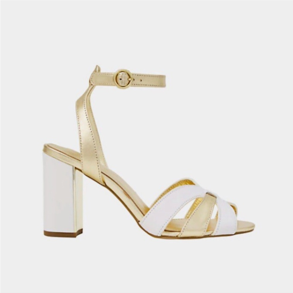 Lilly Pulitzer Alana White and Gold Leather Sandal